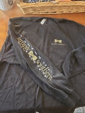 Simply Southern Black Crewneck Tee with Subtle Tag Detail